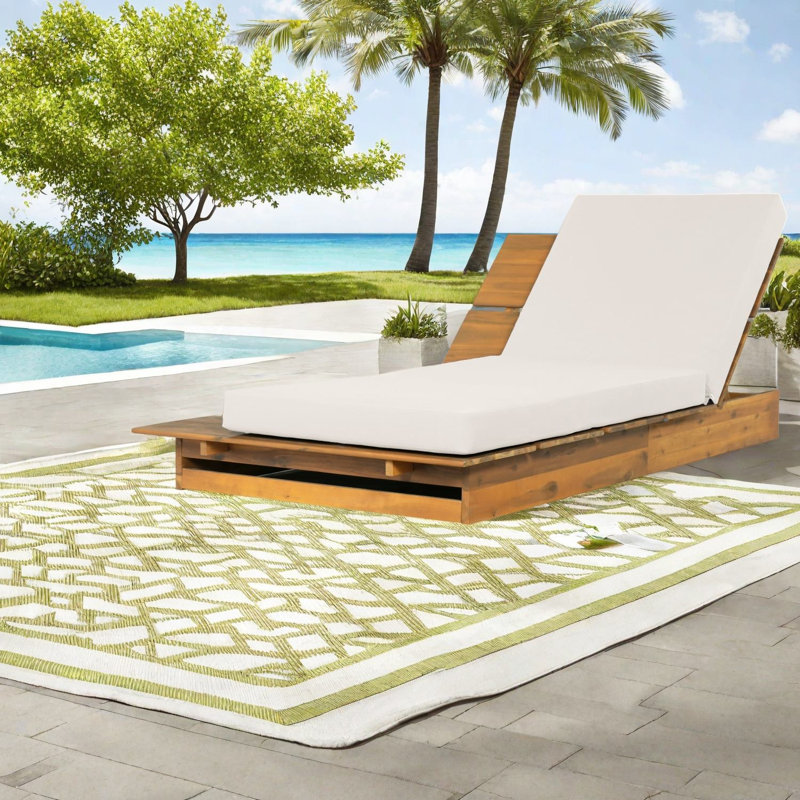 Méridiennes de patio réglables, chaise longue de piscine moderne en teck de bois d'acacia