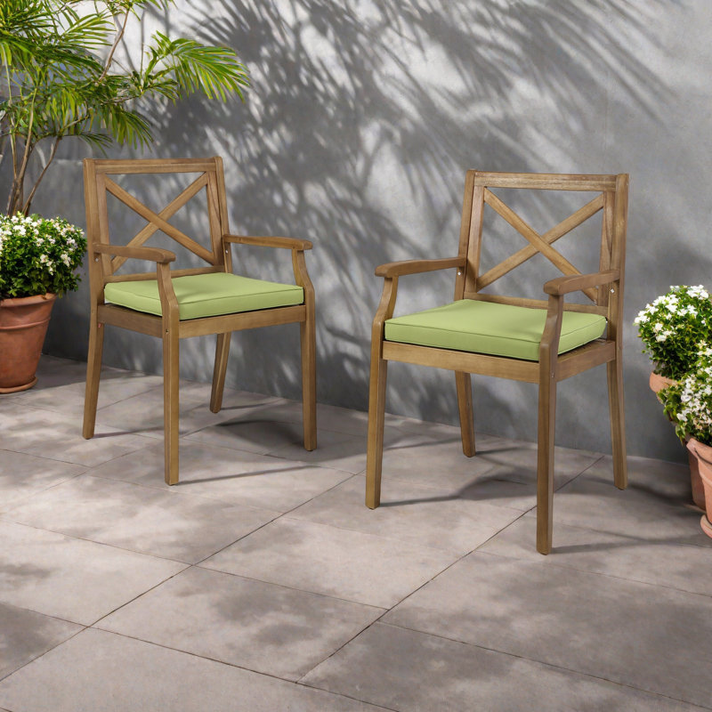 Chaise avec 2 coussins Perla, Vert/brun