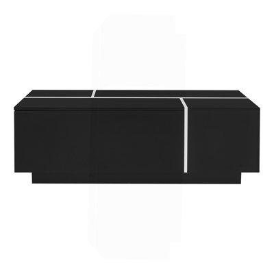 47.2''-72.7'' Extendable Coffee Table, Multi-Functional Coffee Table With High-Gloss Finish, Coffee Table With 2 Hidden Storage Space And 2 Drawers For Living Room