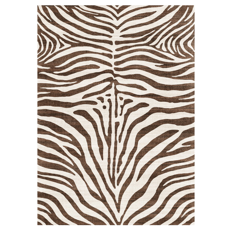 Tapis d'intérieur rayé à motif zèbre Rayna, Rectangle 8 pi 9 po x 13 pi 1 po