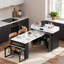 Îlot de cuisine roulant avec plateau pliable extra long, tiroirs, armoires, prise de courant et roues verrouillables-1577930950-1577930953