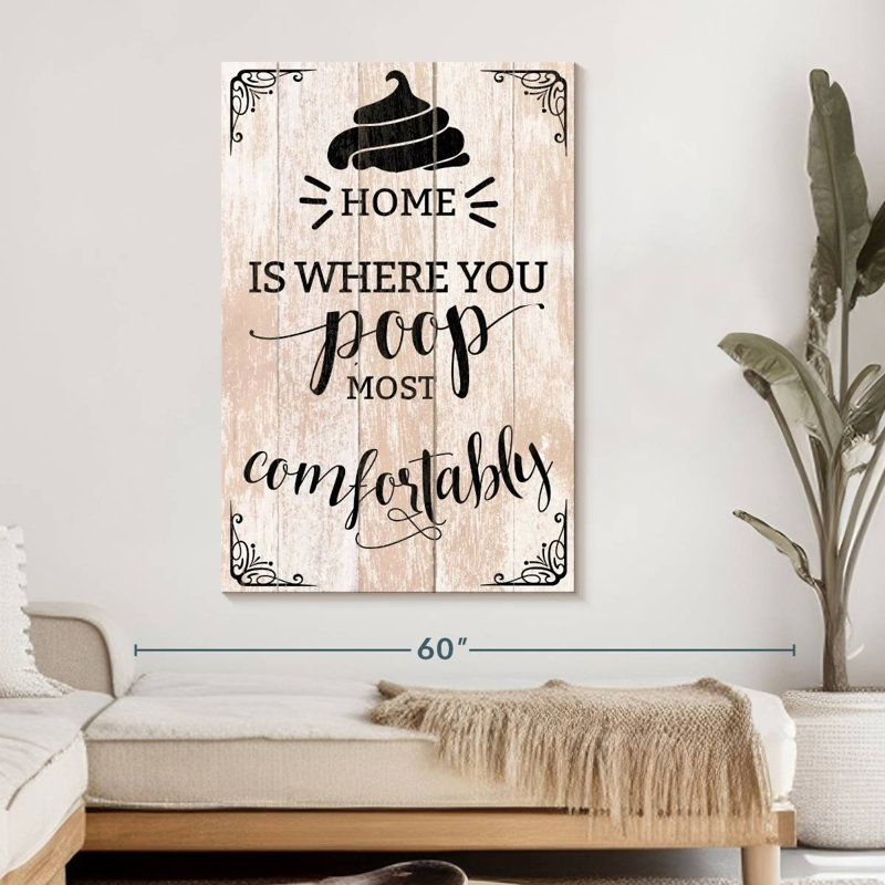 Home Poop Typography Canvas Print, 48" H x 32" W x 1.25" D
