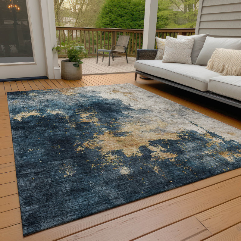 Chantille Blue Abstract Synthetic Washable 3' x 5' Area Rug