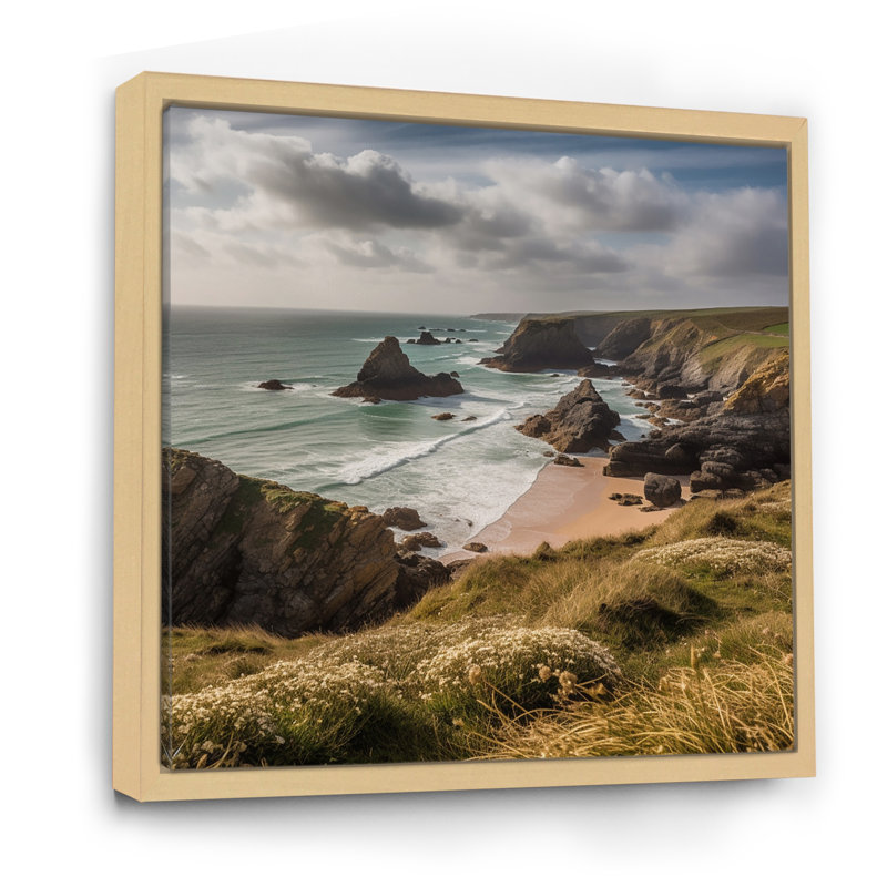 " Coastal Horizons V ", 16" H x 16" W x 1" D, Brown Floater Framed