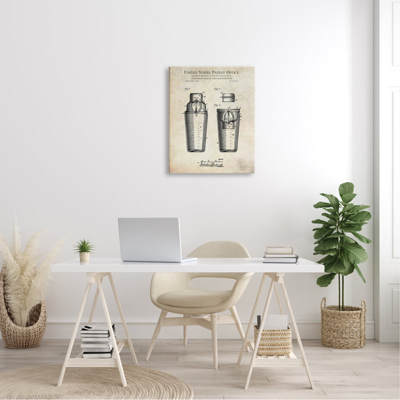 Schéma du mélangeur à cocktail rétro, Plaque murale, L 24 po x H 24 po