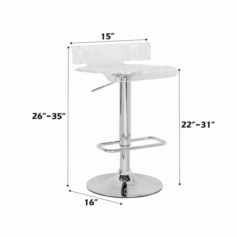 Tabouret de bar à hauteur ajustable 1pc, Clair