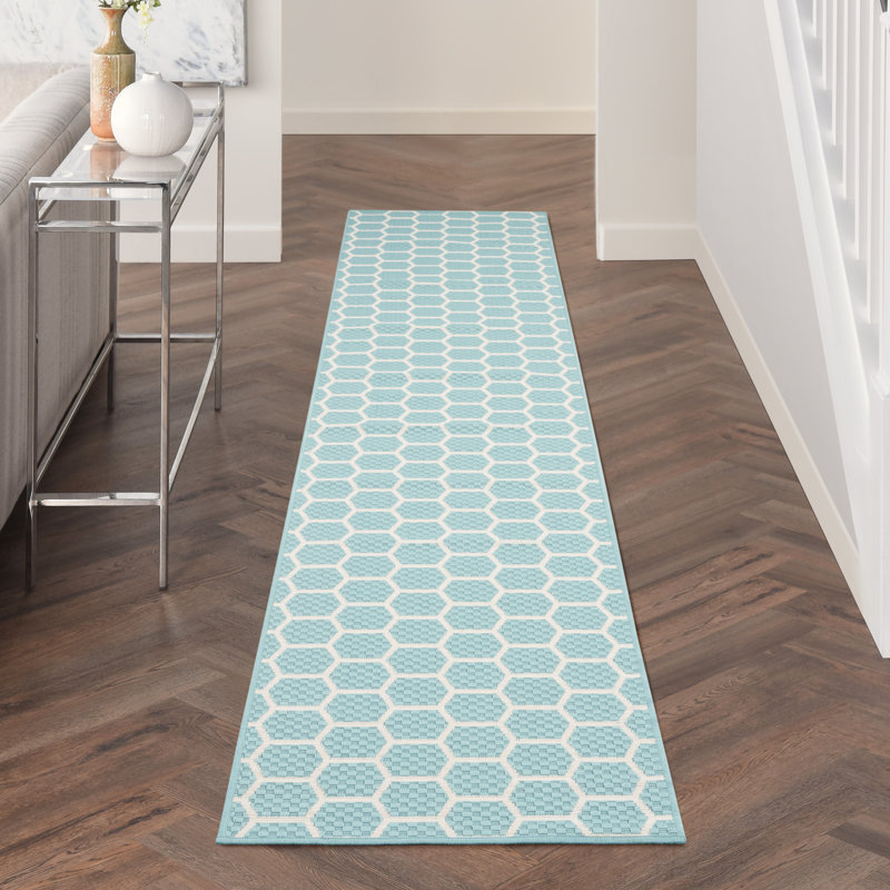 Tapis intérieur / extérieur géométrique réversible Kyee, Tapis de couloir 2 pi 2 po x 12 pi