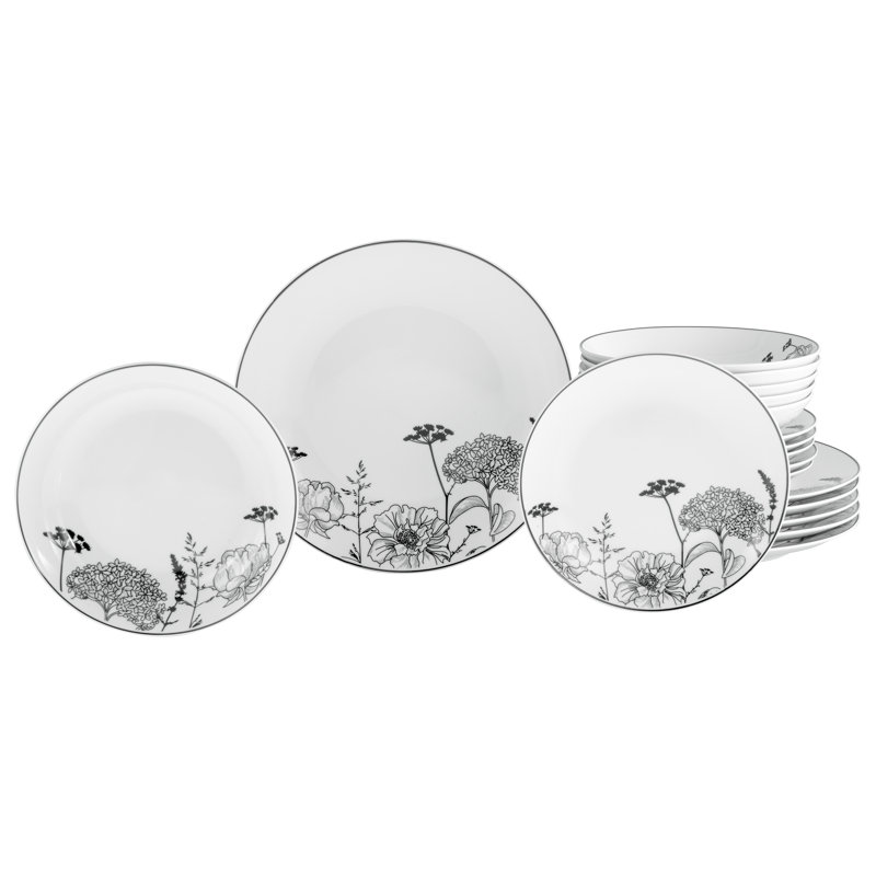 Luna Piece Porcelain China Dinnerware Set - Service for 6