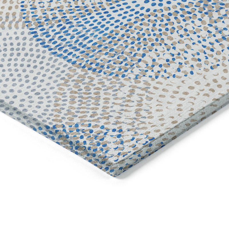 Tapis intérieur / extérieur ivoire et taupe à pois 9 pi x 12 pi