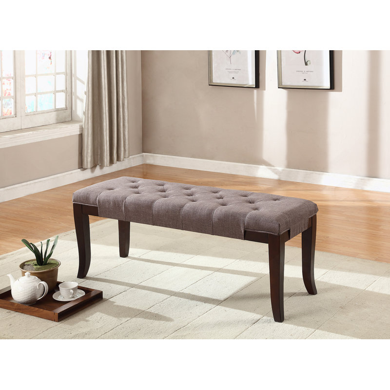 Tufted Bench, Fabric, Brown, Brown