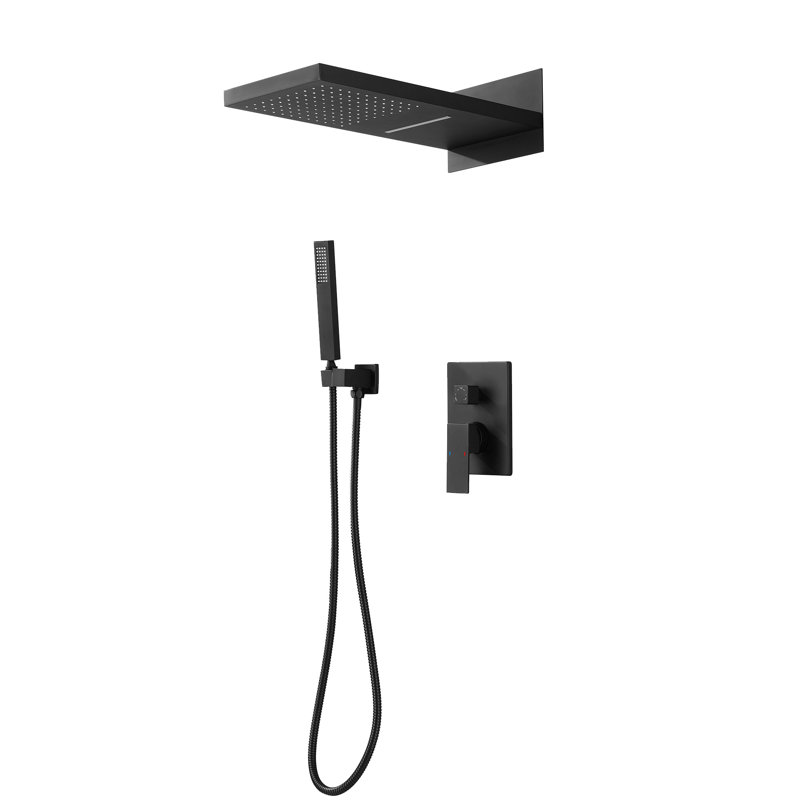 Système de douche complet avec valve brute, Noir mat