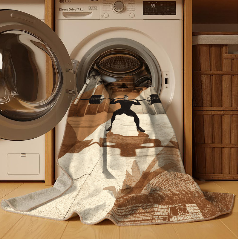 Machine Washable Marvale Para Powerlifting Industrial Rug in Brown – Beige Binding, 2x4