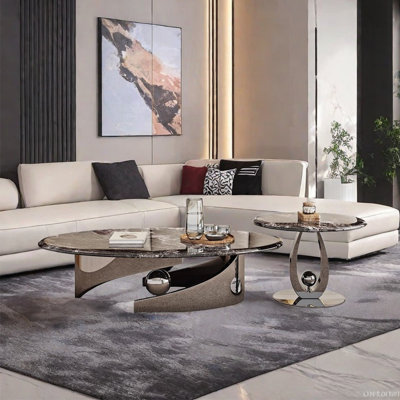 Italian style oval living room coffee tables