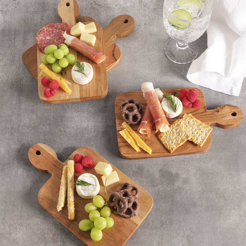 Natural Acacia Wood Rectangular Serving Boards, Set of Four
