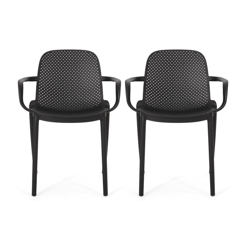 Chaise d'extérieur en polypropylène noir pour l'extérieur