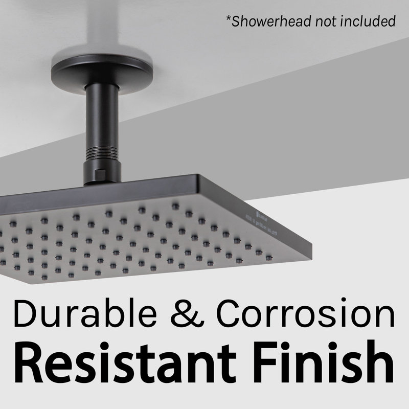 Shower Arm with Flange 3-inch Ceiling Mount, Black