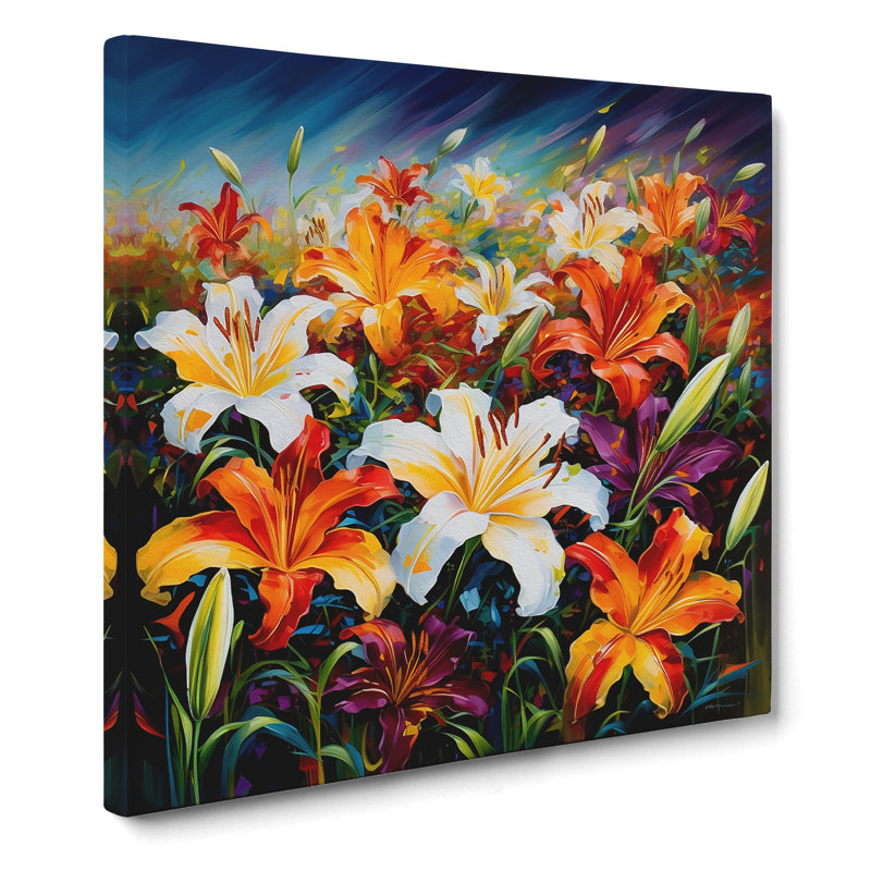 Lily Flower Color Field Painting - Wrapped Canvas, 50cm H x 50cm W