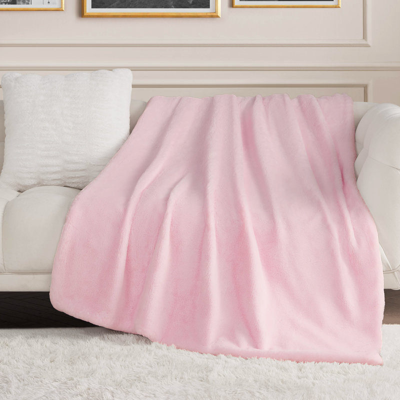 Juicy Couture Solid Rabbit Mink Blankets, Light Pink