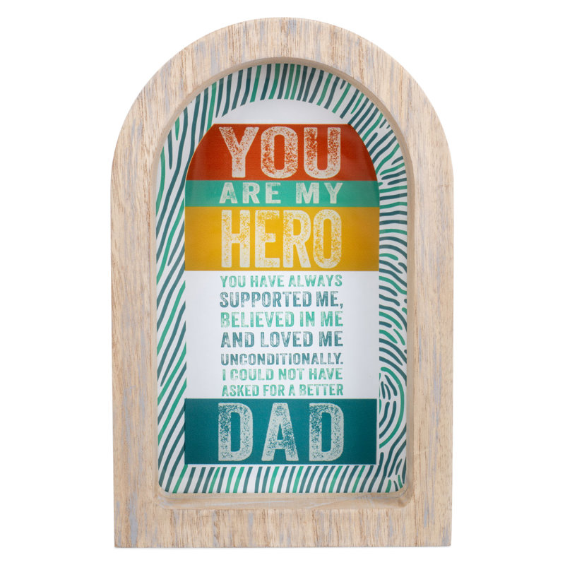 Framed Arch Dad My Hero Gray 7x11