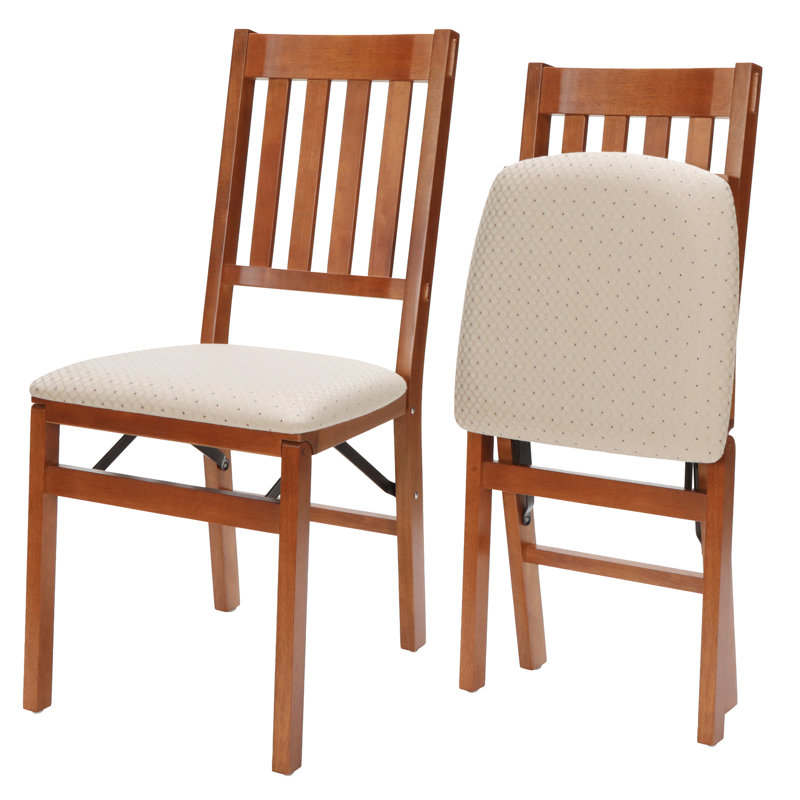 Stakmore Arts and Crafts Folding Chair, Cherry Frame with Blush Fabric, Cherry
