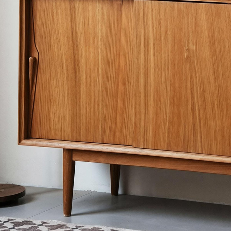Buffet en teck de style simple et rétro, 33.85" H x 55.11" W x 15.74" D