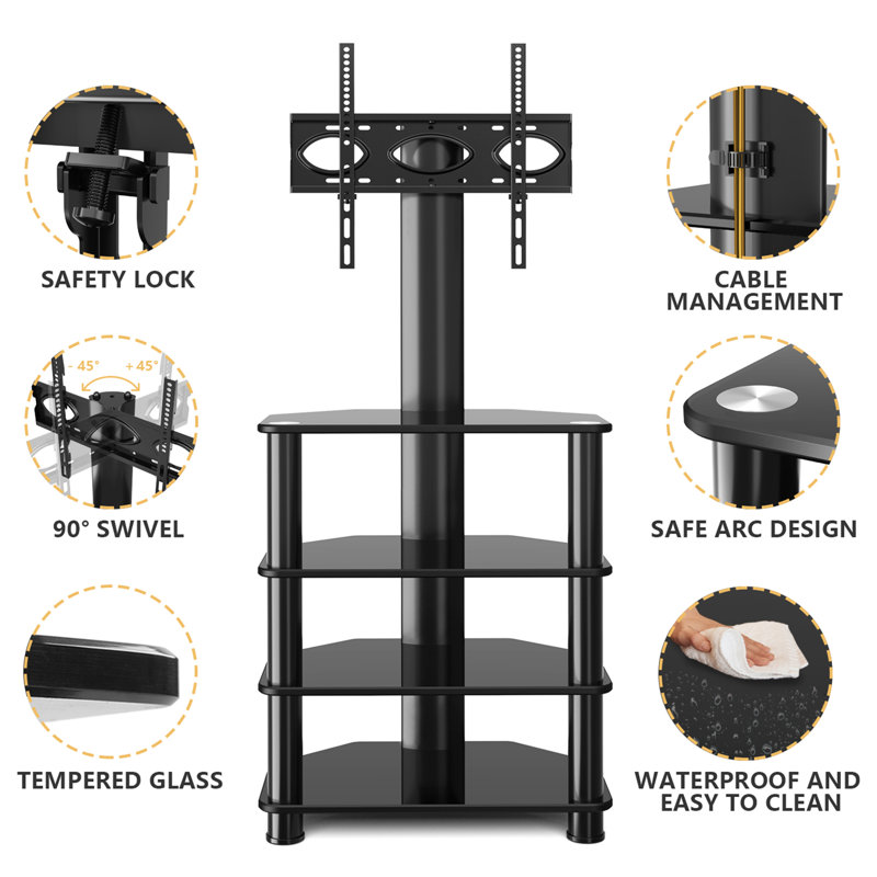 4-Tiers Media Component Audio Shelf TV Stand