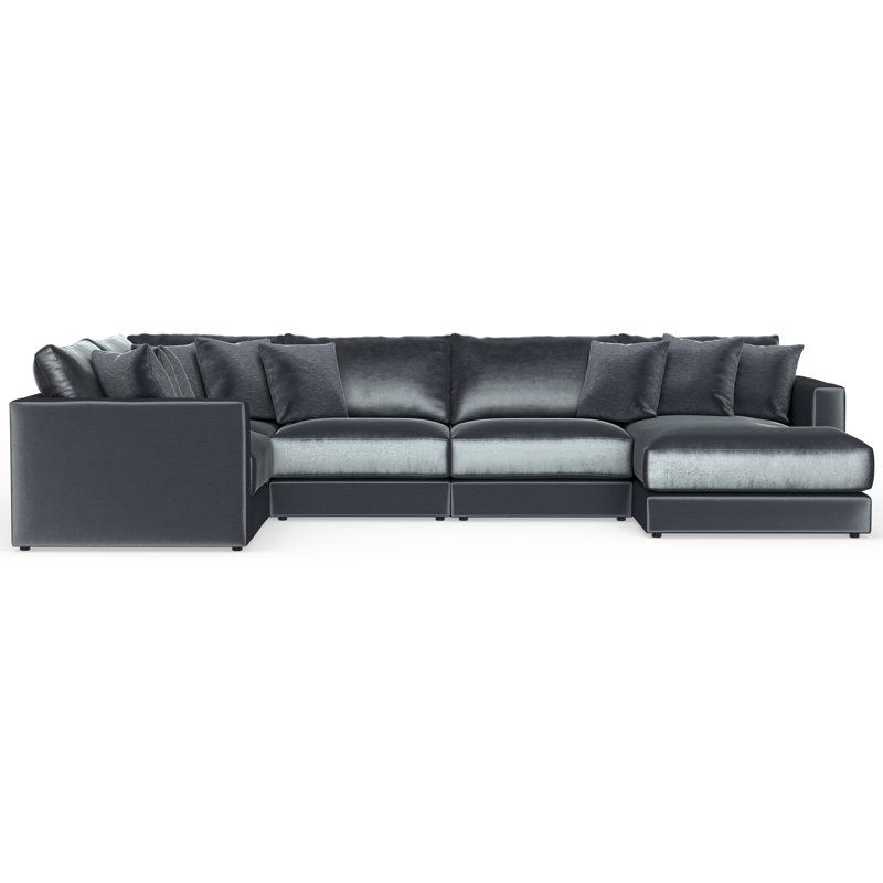 Nyrie 5-piece Modular Sectional, Blue/Gray Polyester