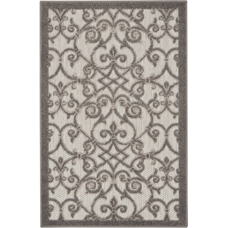 Steinsel Gray Indoor/Outdoor Area Rug, Rectangle 2'8" x 4'