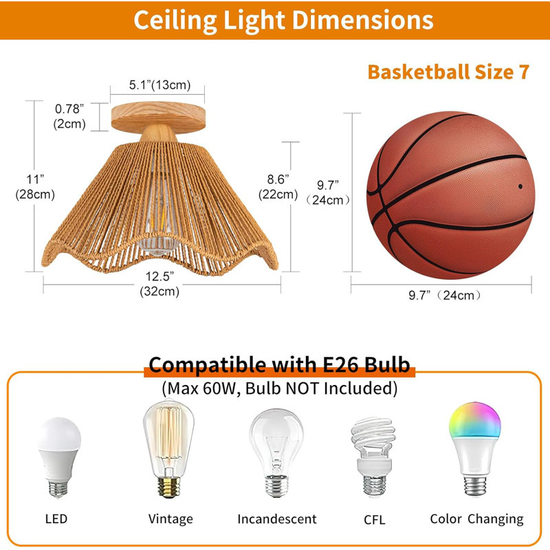 Luminaire de style bohémien de 12,5 pouces