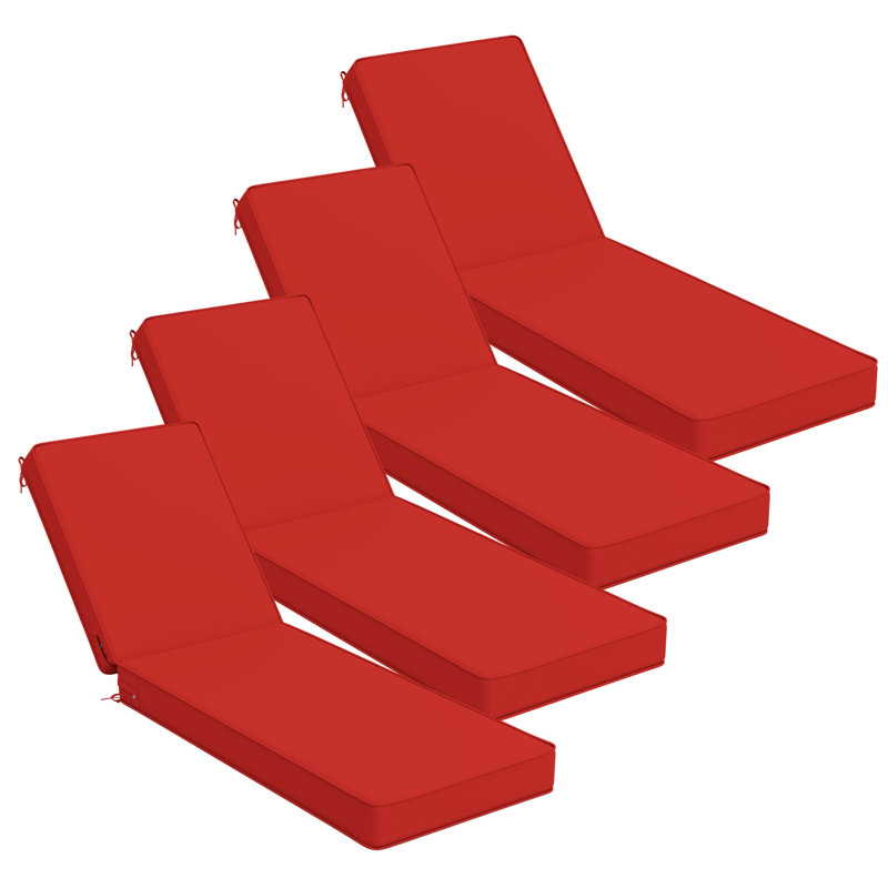 Outdoor 4'' Chaise Lounge Cushions Lounge Chair Cushions 26" W X 80" L, Red, 4, 21" W x 72" D