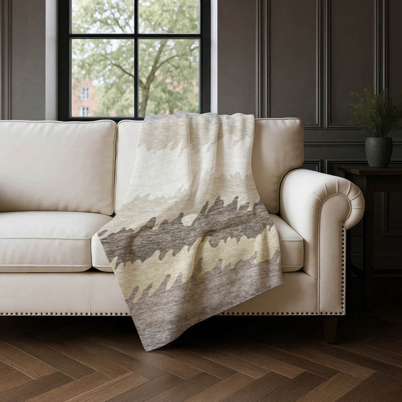 Jeté à rayures Addison Sherpa ASB736, Taupe