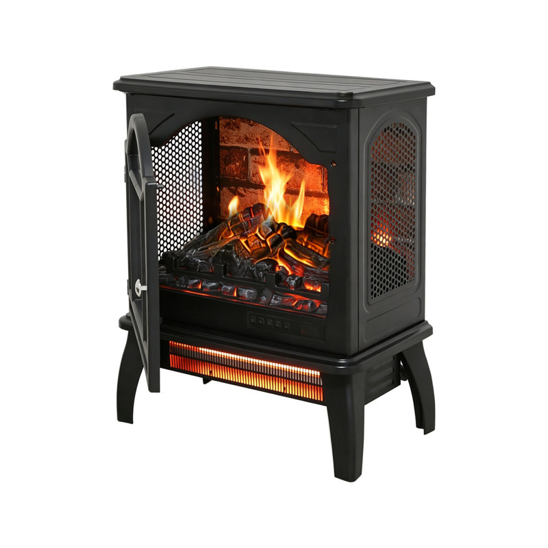 Foyer électrique à quartz infrarouge 3D Flame avec télécommande, H 21,46 po x l 10 po x P 17,52 po