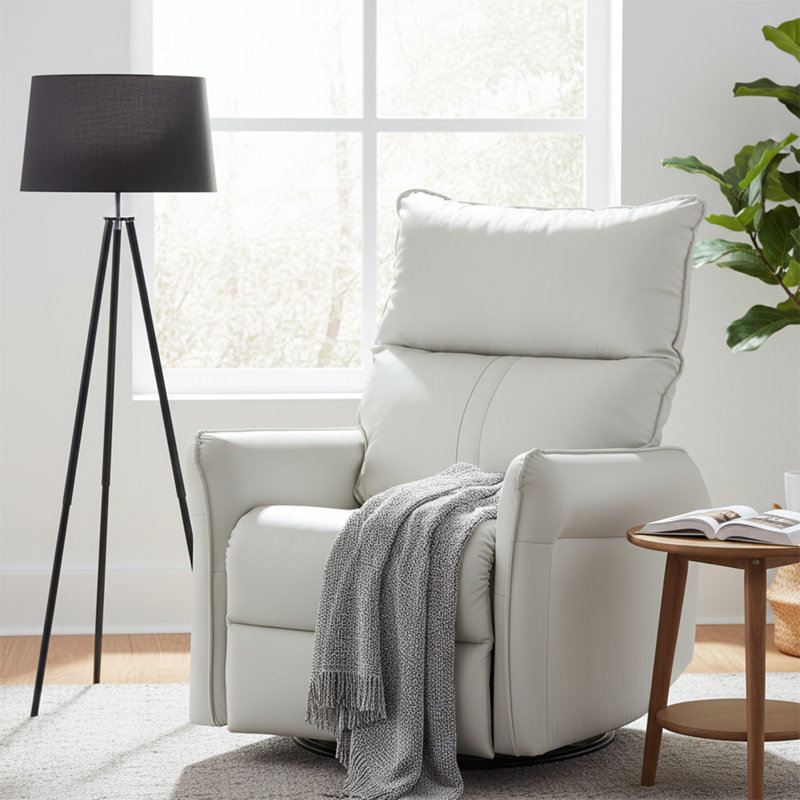 Classic Power Upholstered Recliner Chair with Glider Rocking Swivel Base and USB Ports, Light Gray
