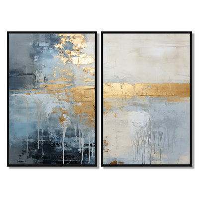 «Beige and Gold Simple Winter Landscape - Winter Landscape», impressions encadrées, paysages beiges, ensemble d'art mural sur toile