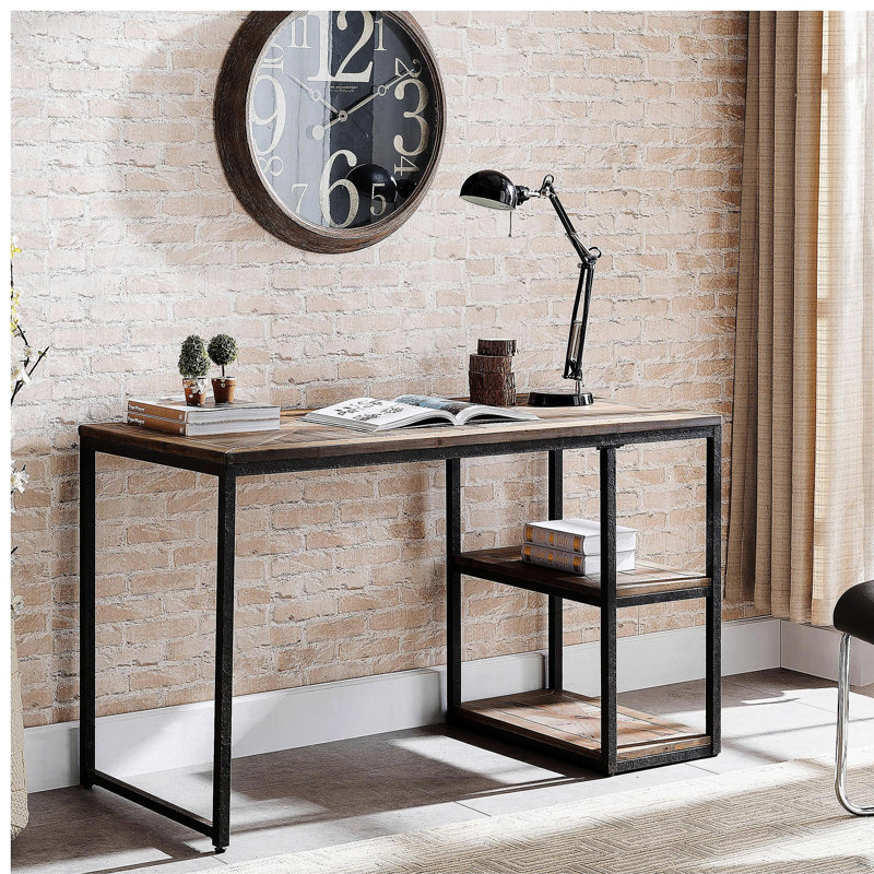 Bureau d'écriture Garviston en bois récupéré - Style industriel - Noir rustique avec sapin vieilli