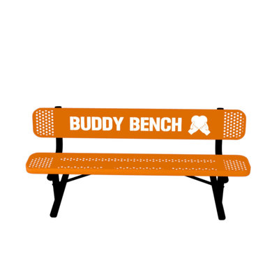 Buddy Bench, Textured Orange, Punched, 6Ft, With Back, Portable