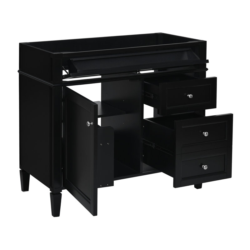 Meuble-lavabo 36 po (bases de meuble-lavabo seulement, sans lavabo supérieur), Noir, Argent argent