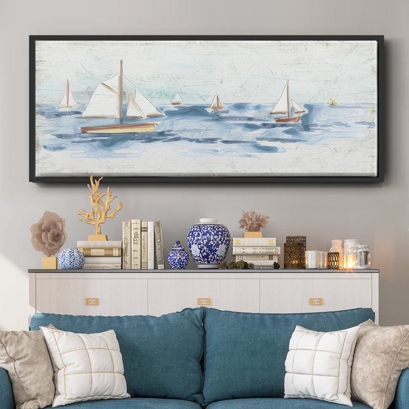 Bateaux sur l'eau I, Noir, H 20 po x l 50 po x P 1,5 po