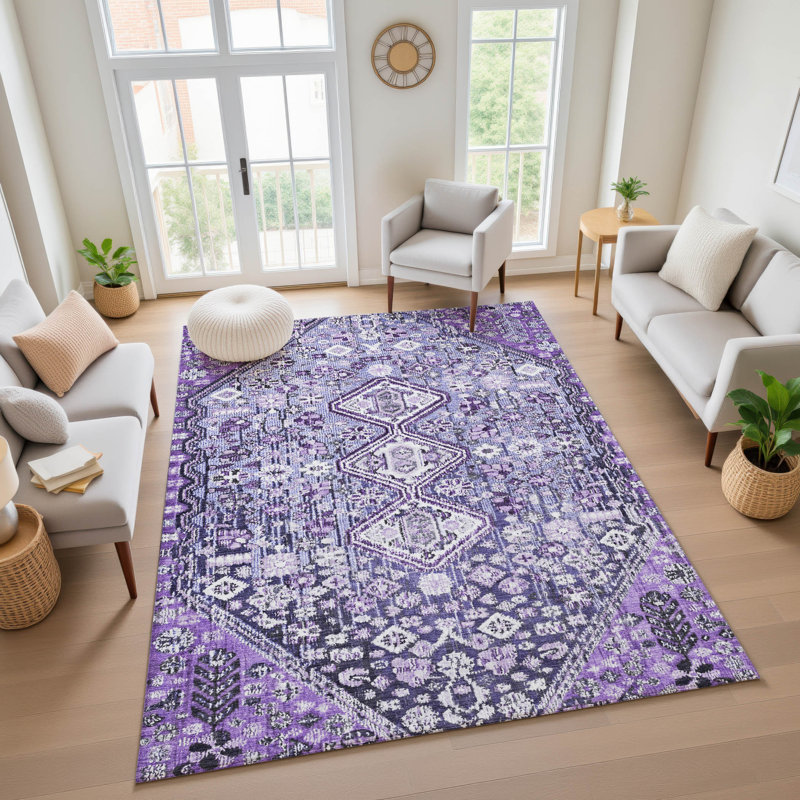 Tapis aztèque lavable à la machine de qualité supérieure AMF1834 Ashington, Rectangle 10 pi x 14 pi