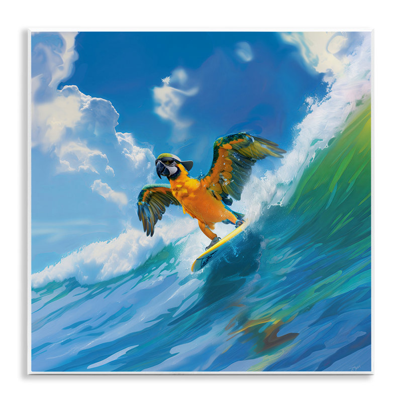 «Perroquet surfant sur les vagues de la mer» par Jim Baldwin