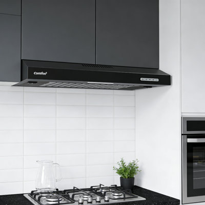 Black 60cm Under Cabinet Wall-Mount Cooker Range Hood with 3-Speed Modes