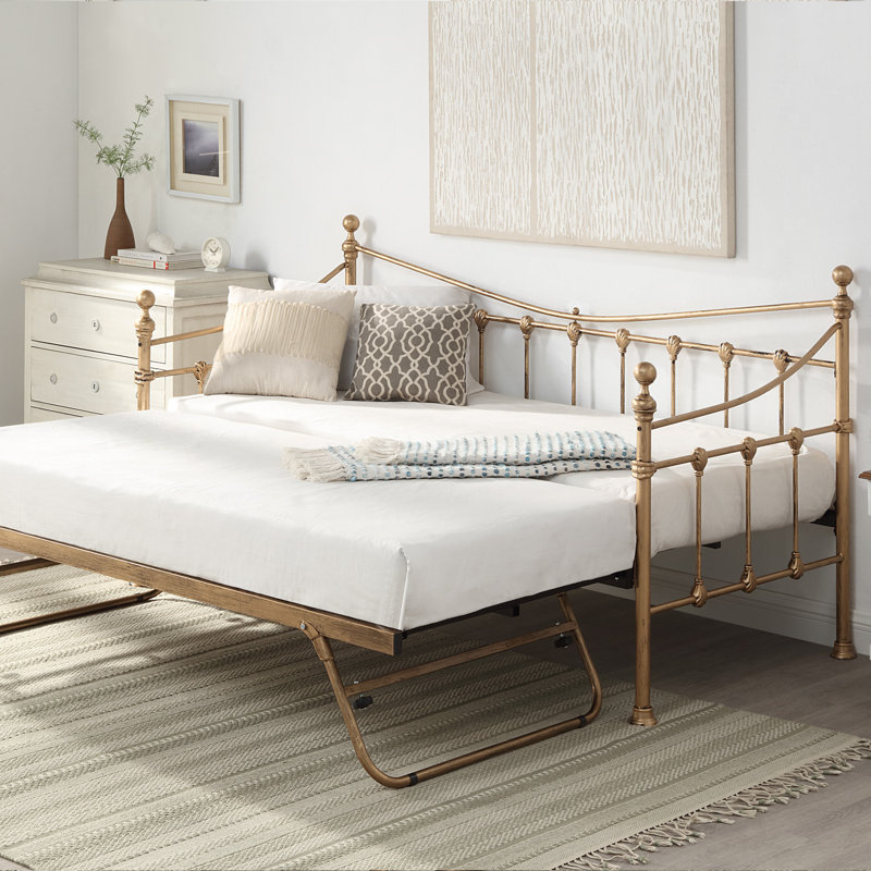 Angelina Metal with Trundle, Gold