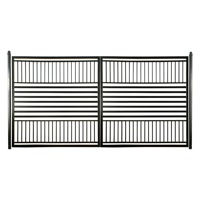 Barcelona Style Black Steel Dual Swing Driveway Gate 12 x 6 Feet
