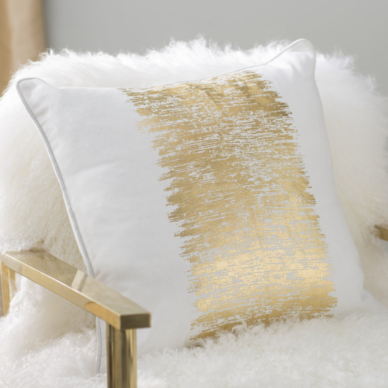 Agatha Square 100% Cotton Pillow Cover & Insert, Gold