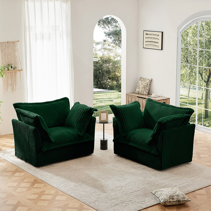 Nickolas Accent Chairs, Green Chenille