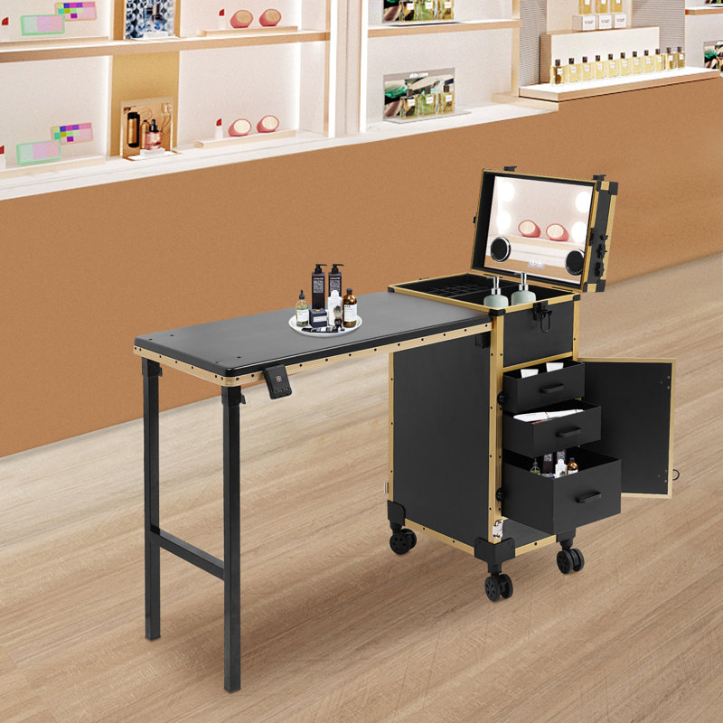3-Drawer Removable Makeup Case With Mirror