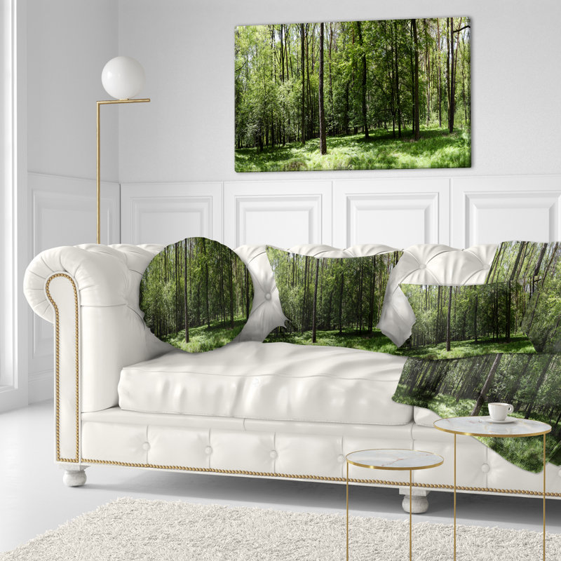 Wild Green Forest Panorama Rectangular Throw Pillow
