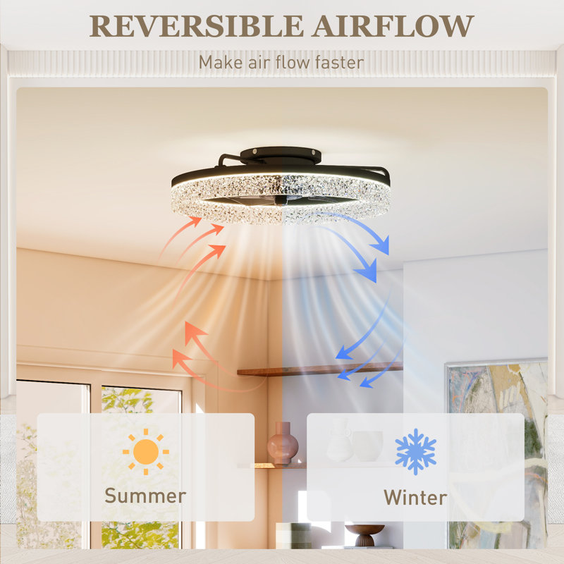 50cm Ceiling Fan with LED Lights, Black