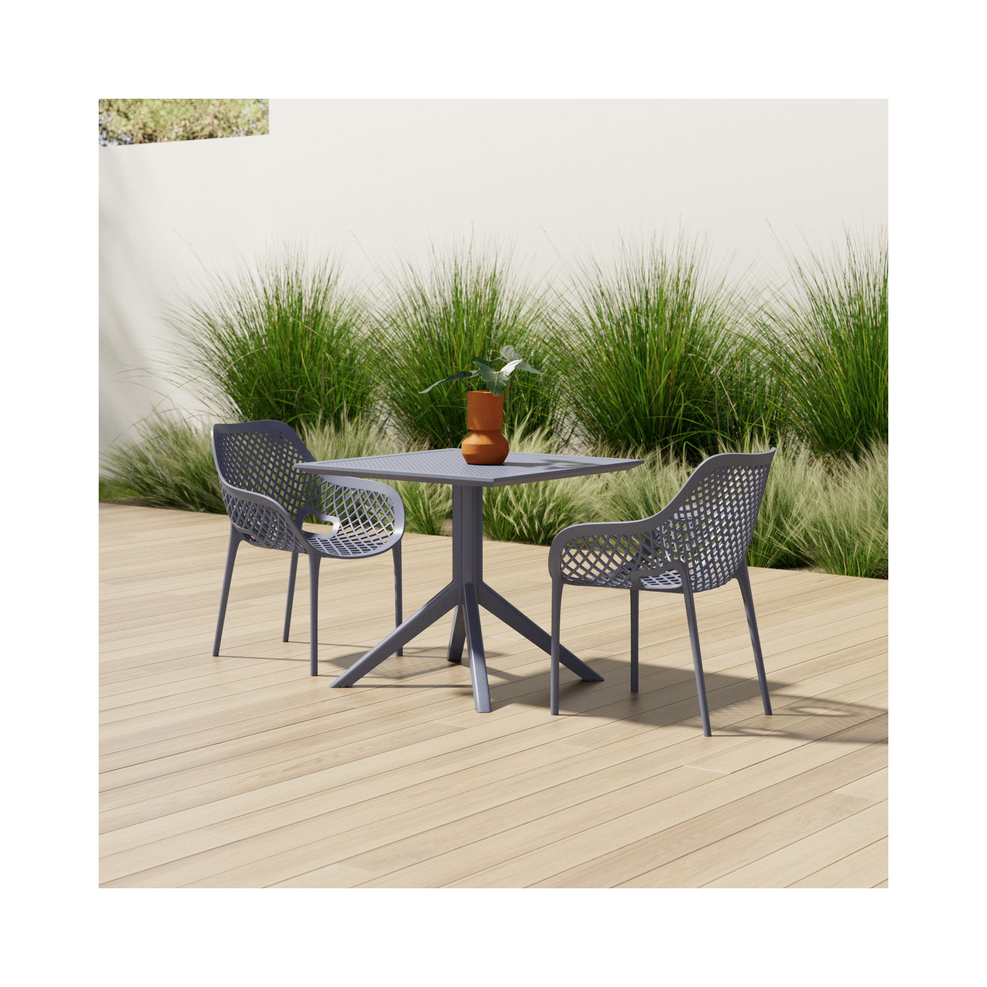 Farrah Square 2 - Person Bistro Set, Dark Gray