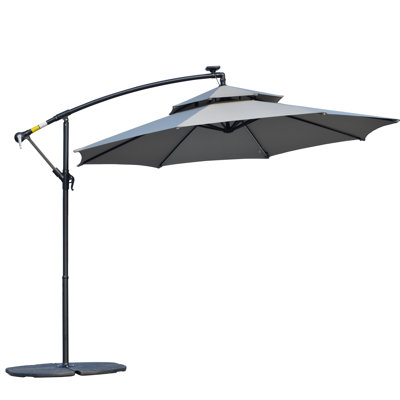Parasol en porte-à-faux éclairé avec manivelle de 116,1 po Shafaan inclus